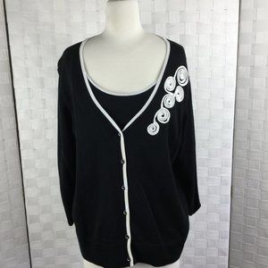 Christopher & Banks Sweater Black/White Accent XL